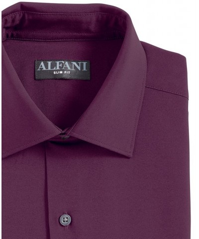 Men's Slim Fit 4-Way Stretch Solid Dress Shirt Purple $20.80 Dress Shirts