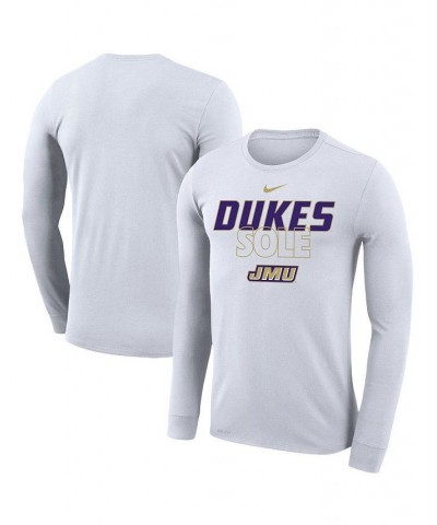 Men's White James Madison Dukes On Court Bench Long Sleeve T-shirt $24.00 T-Shirts