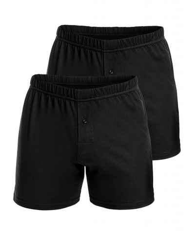 Men's Premium Cotton Knit Boxers, Pack of 2 Black $28.03 Underwear