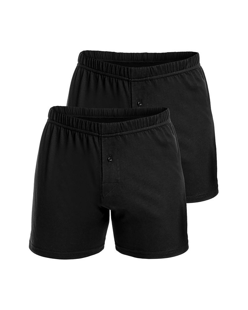 Men's Premium Cotton Knit Boxers, Pack of 2 Black $28.03 Underwear