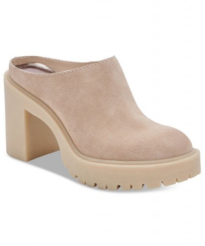 Women's Carry Slip-On Platform Mules Tan/Beige $33.48 Shoes