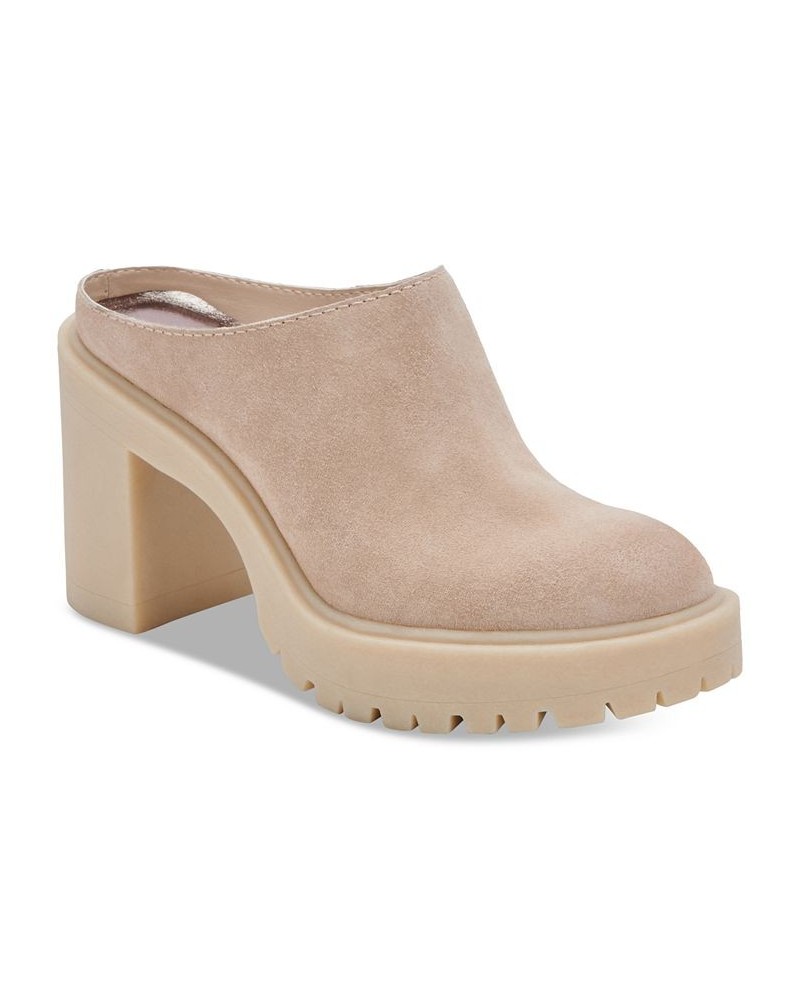 Women's Carry Slip-On Platform Mules Tan/Beige $33.48 Shoes