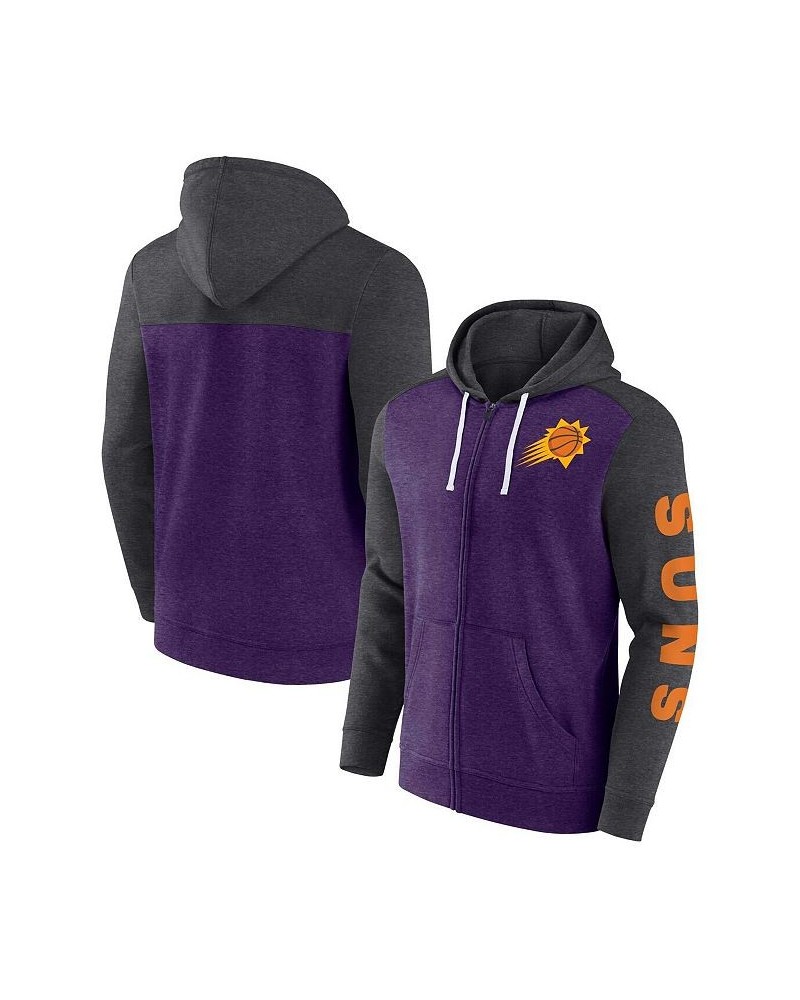 Men's Branded Heather Purple, Heather Charcoal Phoenix Suns Down and Distance Full-Zip Hoodie $39.95 Sweatshirt