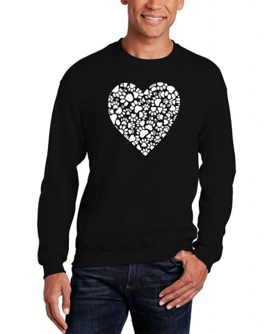 Men's Paw Prints Heart Word Art Crewneck Sweatshirt Black $25.00 Sweatshirt