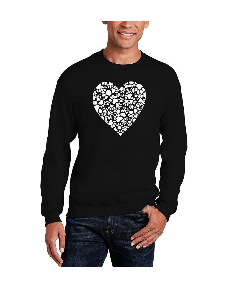 Men's Paw Prints Heart Word Art Crewneck Sweatshirt Black $25.00 Sweatshirt