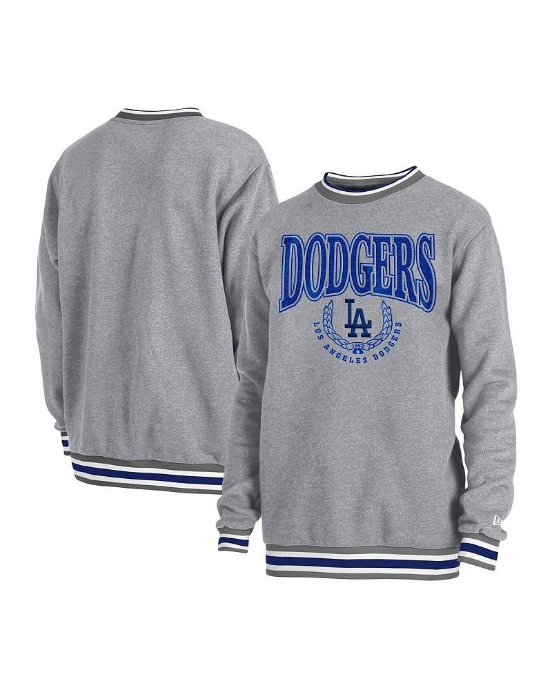 Men's Heather Gray Los Angeles Dodgers Throwback Classic Pullover Sweatshirt $36.00 Sweatshirt