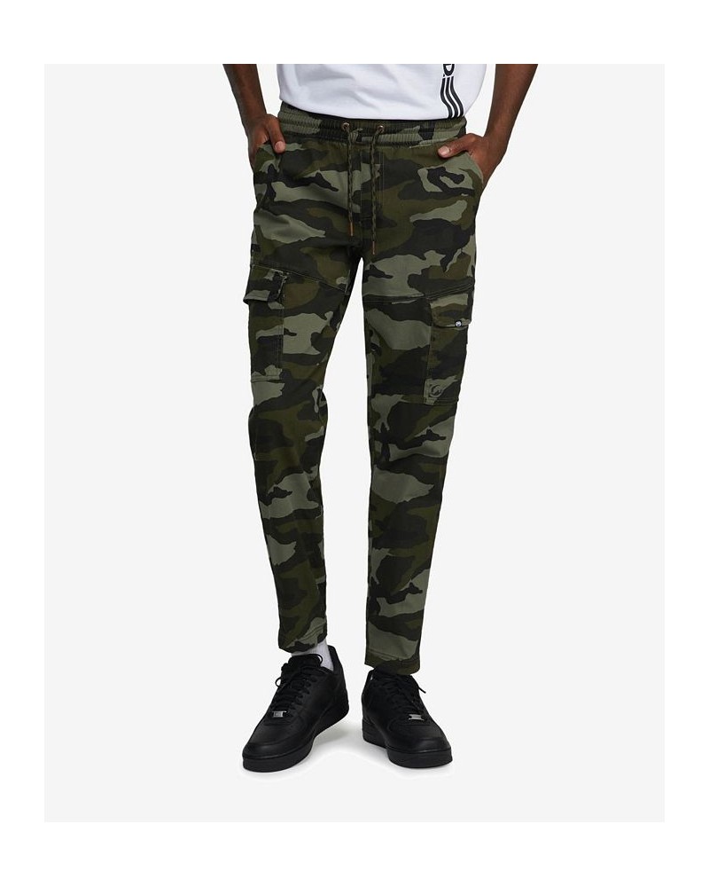 Men's Big and Tall Front Flip Cargo Joggers Green $31.20 Pants