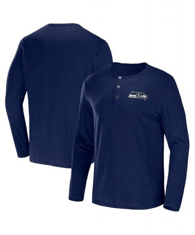 Men's NFL x Darius Rucker Collection by College Navy Seattle Seahawks Slub Jersey Henley Long Sleeve T-shirt $20.64 T-Shirts