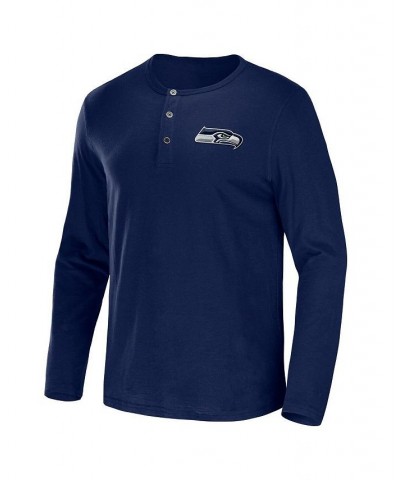 Men's NFL x Darius Rucker Collection by College Navy Seattle Seahawks Slub Jersey Henley Long Sleeve T-shirt $20.64 T-Shirts