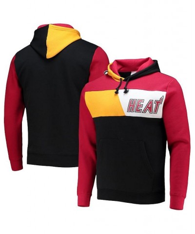 Men's Black Miami Heat Hardwood Classics Colorblock Pullover Hoodie $36.96 Sweatshirt