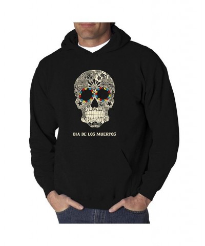 Men's Dia De Los Muertos Word Art Hooded Sweatshirt Black $32.39 Sweatshirt