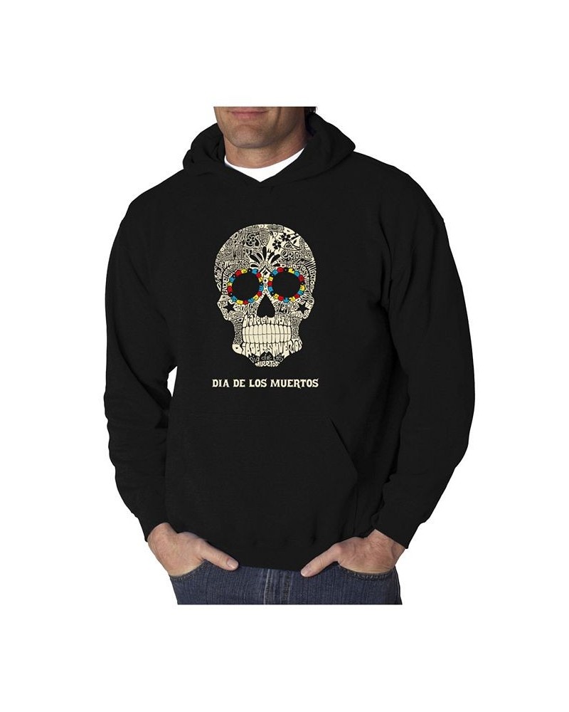 Men's Dia De Los Muertos Word Art Hooded Sweatshirt Black $32.39 Sweatshirt