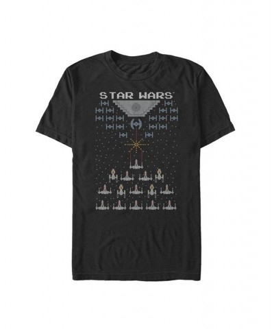 Men's Star Wars Pixel Fight in Space 8-Bit Short Sleeve T-shirt Black $18.54 T-Shirts