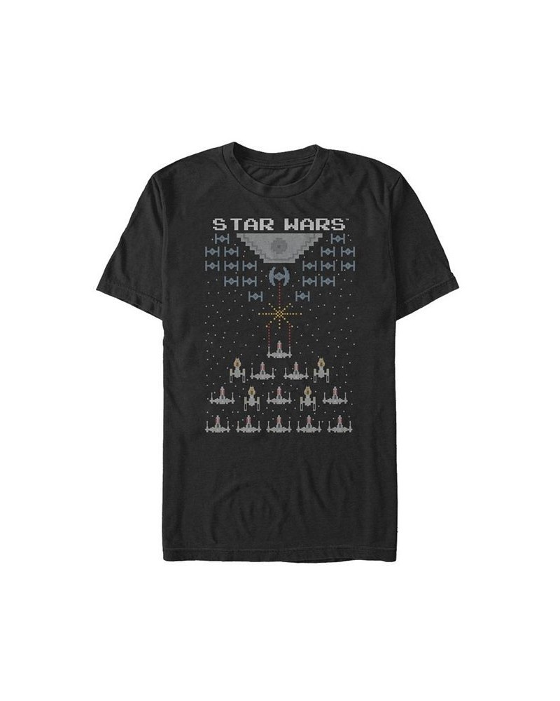 Men's Star Wars Pixel Fight in Space 8-Bit Short Sleeve T-shirt Black $18.54 T-Shirts