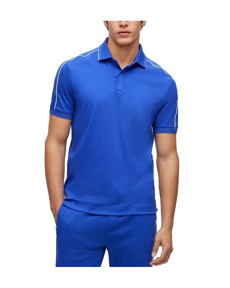 BOSS Men's Porsche Mercerized-Cotton Slim-Fit Polo Shirt Blue $73.32 Polo Shirts