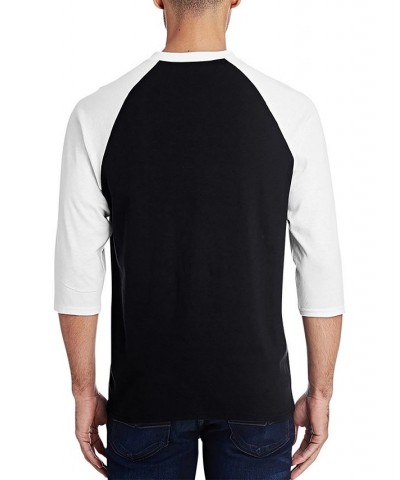 Men's Raglan Baseball Word Art Guitar Head Music Genres T-shirt Black and White $26.99 T-Shirts