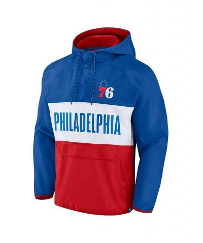 Men's Branded Royal, Red Philadelphia 76ers Team Leader Iconic Colorblock Anorak Raglan Quarter-Zip Hoodie $43.70 Sweatshirt