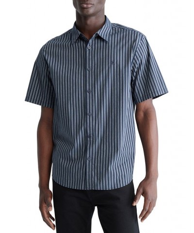 Men's Short-Sleeve Double-Stripe Easy Shirt Blue $15.51 Shirts