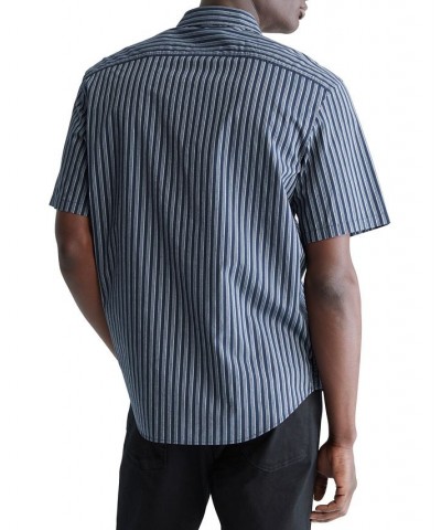 Men's Short-Sleeve Double-Stripe Easy Shirt Blue $15.51 Shirts