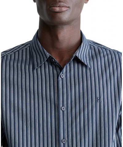 Men's Short-Sleeve Double-Stripe Easy Shirt Blue $15.51 Shirts