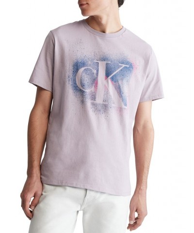 Men's Short-Sleeve Paint Splatter Graphic Logo T-Shirt Purple $14.20 T-Shirts