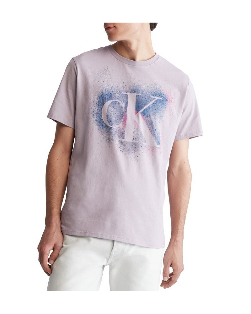 Men's Short-Sleeve Paint Splatter Graphic Logo T-Shirt Purple $14.20 T-Shirts