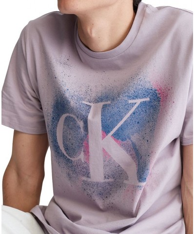 Men's Short-Sleeve Paint Splatter Graphic Logo T-Shirt Purple $14.20 T-Shirts