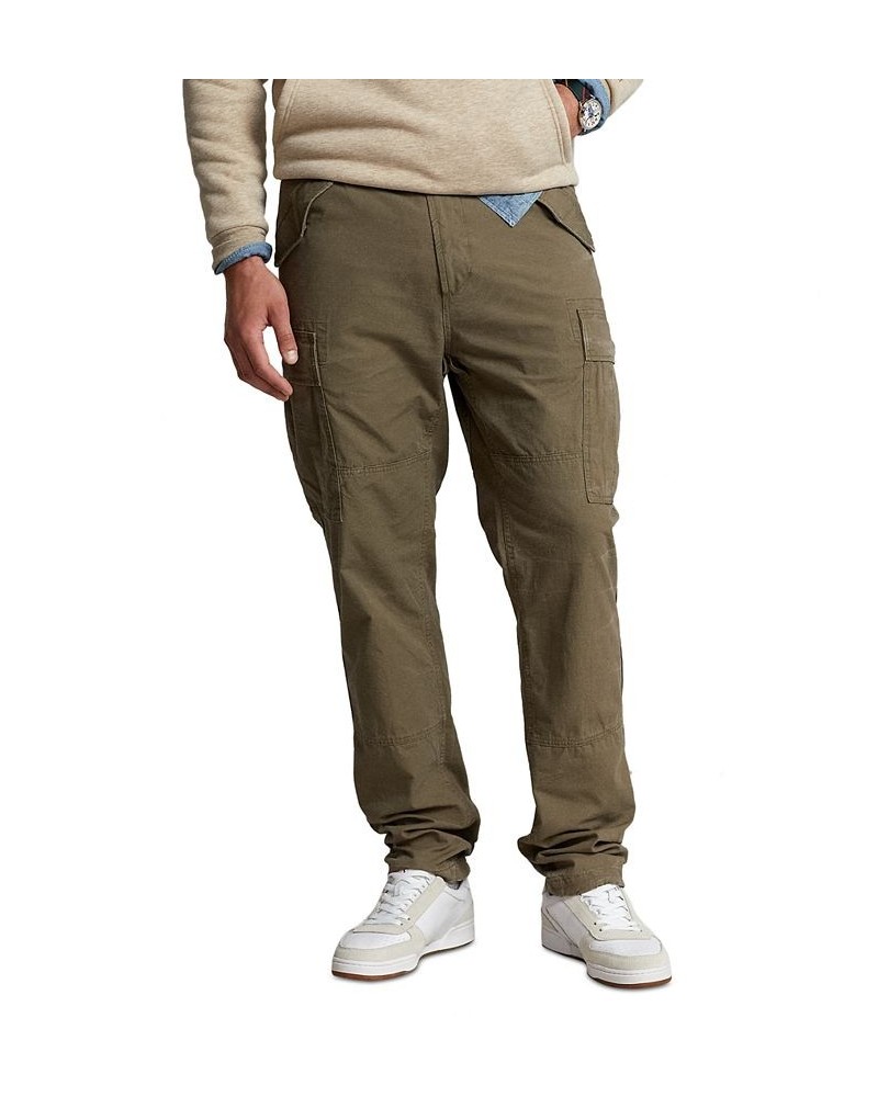 Men's Classic Tapered Fit Canvas Cargo Pants Green $75.84 Pants