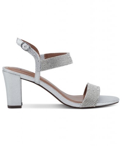 Bonitaa Embellished Ankle-Strap Slingback Dress Sandals Silver $41.34 Shoes