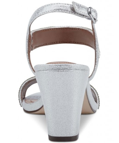 Bonitaa Embellished Ankle-Strap Slingback Dress Sandals Silver $41.34 Shoes