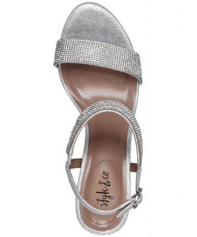 Bonitaa Embellished Ankle-Strap Slingback Dress Sandals Silver $41.34 Shoes