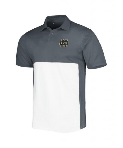 Men's Gray, White Notre Dame Fighting Irish Green Blocked Polo Shirt Performance Polo Shirt $38.18 Polo Shirts