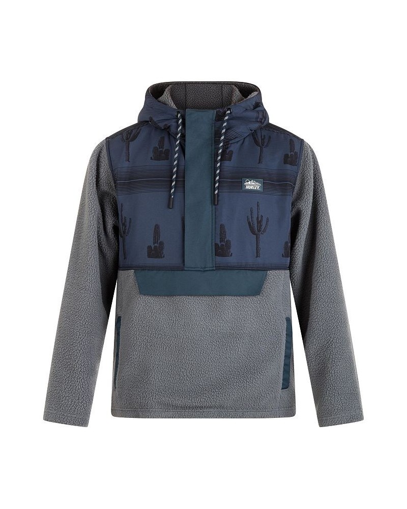 Men's Evergreen Burrrito Anorak Fleece Sweatshirt Gray $52.80 Sweatshirt