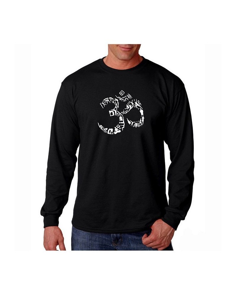 Men's Word Art Long Sleeve T-Shirt - Om Symbol Black $17.60 T-Shirts