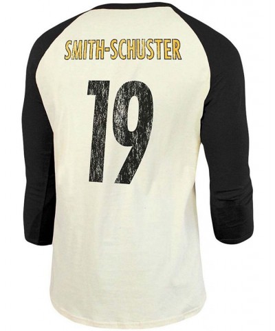 Men's JuJu Smith-Schuster Cream, Black Pittsburgh Steelers Vintage-Inspired Player Name and Number Raglan 3/4 Sleeve T-shirt ...