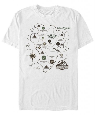 Jurassic Park Men's Isla Nublar Park Map Short Sleeve T-Shirt White $15.05 T-Shirts