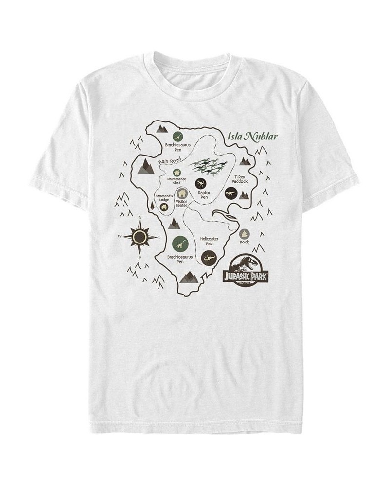 Jurassic Park Men's Isla Nublar Park Map Short Sleeve T-Shirt White $15.05 T-Shirts