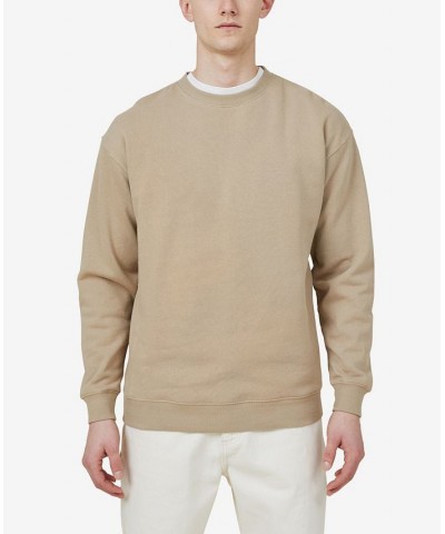 Men's Oversized Crew Neck Fleece Sweatshirt Tan/Beige $20.50 Sweatshirt