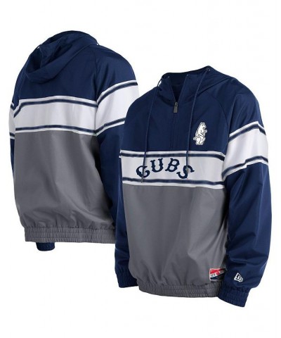 Men's Navy Chicago Cubs Ripstop Raglan Quarter-Zip Hoodie $54.00 Sweatshirt