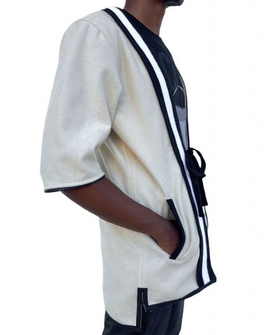 Men's Varsity Classic-Fit Sweater-Knit Kimono with Zip-Off Sleeves Tan/Beige $116.80 Sweaters