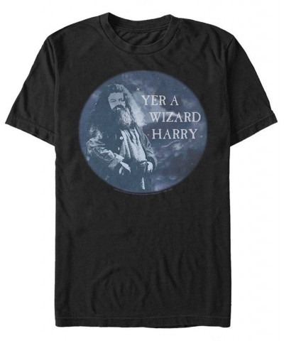 Men's Yer A Wizard Short Sleeve Crew T-shirt Black $17.15 T-Shirts