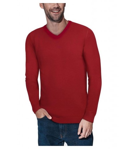 Men's Basic V-Neck Pullover Midweight Sweater Scarlet Red $21.15 Sweaters