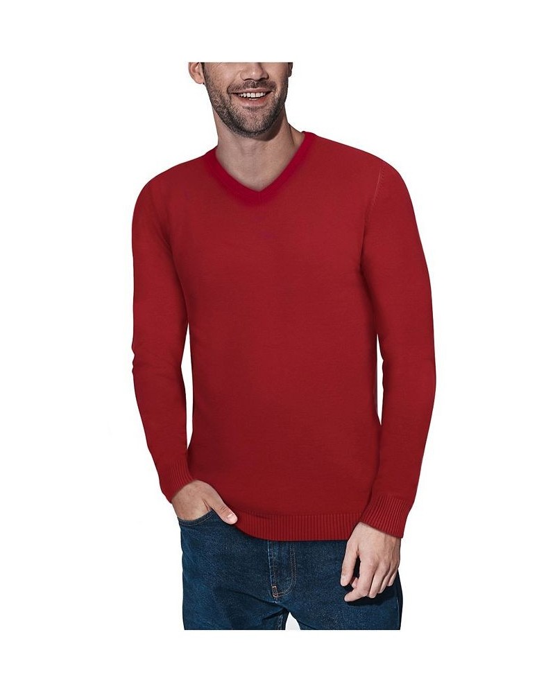 Men's Basic V-Neck Pullover Midweight Sweater Scarlet Red $21.15 Sweaters