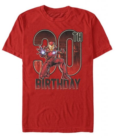 Men's Marvel Iron Man 30th Birthday Action Pose Short Sleeve T-Shirt Red $14.35 T-Shirts