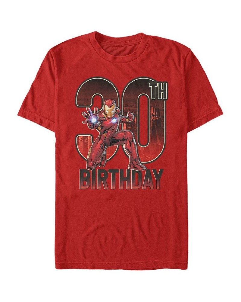 Men's Marvel Iron Man 30th Birthday Action Pose Short Sleeve T-Shirt Red $14.35 T-Shirts