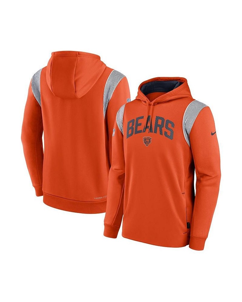 Men's Orange Chicago Bears Sideline Athletic Stack Performance Pullover Hoodie $35.04 Sweatshirt