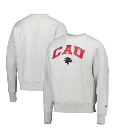 Men's Heathered Gray Clark Atlanta University Panthers Arch Over Logo Reverse Weave Pullover Sweatshirt $31.50 Sweatshirt