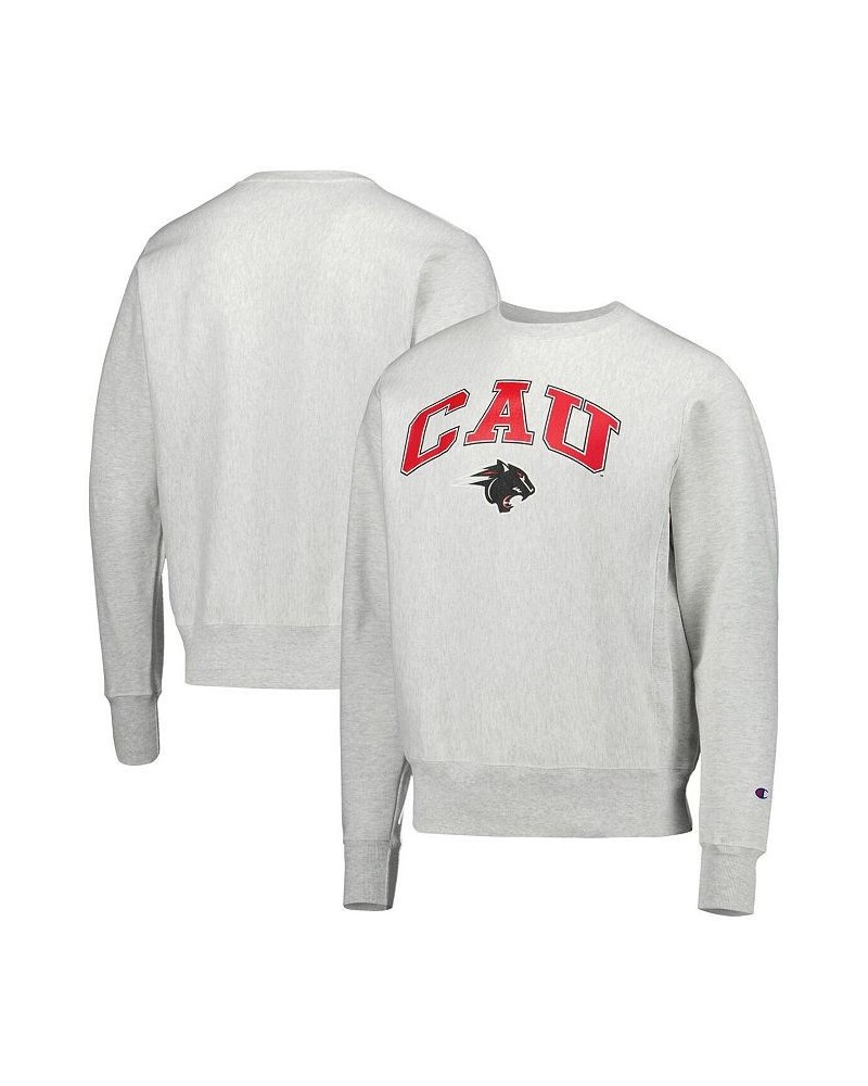 Men's Heathered Gray Clark Atlanta University Panthers Arch Over Logo Reverse Weave Pullover Sweatshirt $31.50 Sweatshirt