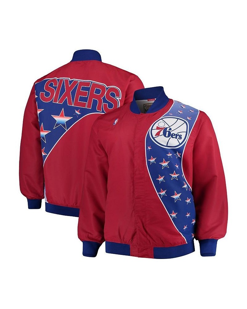 Men's Philadelphia 76ers Hardwood Classics Big and Tall Authentic Warm-Up Jacket - Red $52.80 Jackets