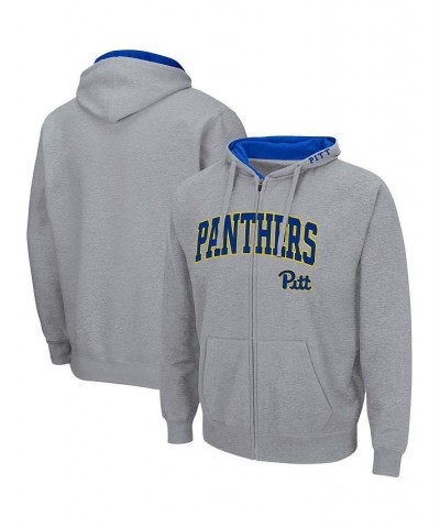 Men's Heathered Gray Pitt Panthers Arch and Logo 3.0 Full-Zip Hoodie $25.20 Sweatshirt